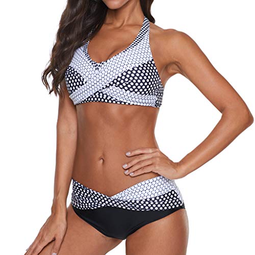 Bikinis Mujer 2020 Push up Sexy de Lunares de Playa Conjunto de Traje de BañO Estampado Bohemio BañAdores con Relleno Sujetador Tops y Braguitas Ropa de Playa vikinis riou