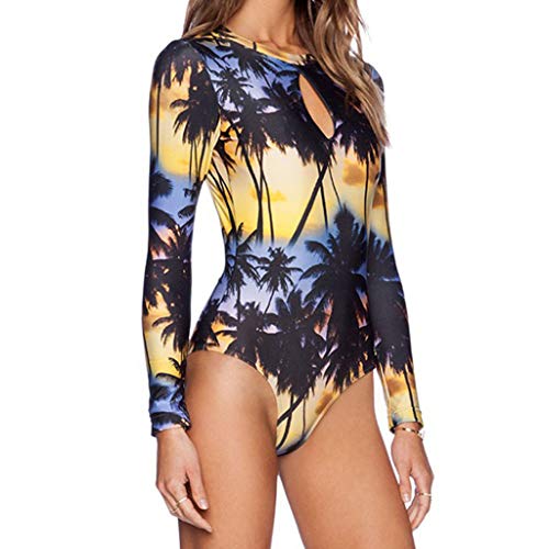 Bikinis Traje de baño una Pieza Bañadores de Mujer Natacion Deportivo Espalda Abierta POLP Mono Bikinis Manga Larga Mujer 2019 Braga Alta Tallas Grandes Verano Playa Ropa de baño S-XL