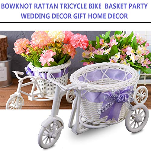 BIYI Plastic Office Bedroom como regalo del triciclo de ratán Bike Flower Basket Garden Wedding Party Decoration Mini carrito de servicios (púrpura)