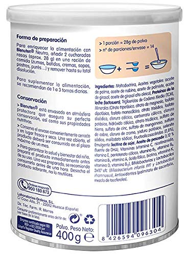 Blenuten Neutro 0% Azúcar: alimento completo y equilibrado para niños que requieran un aporte extra de nutrientes – 400g