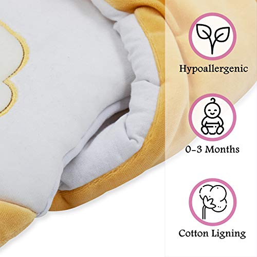 BlueberryShop manta de terciopelo con almohada Saco de dormir para bebés recién nacidos | Regalo perfecto para Baby Shower | Para bebés de 0-3 meses | 78 x 78 cm | Gris