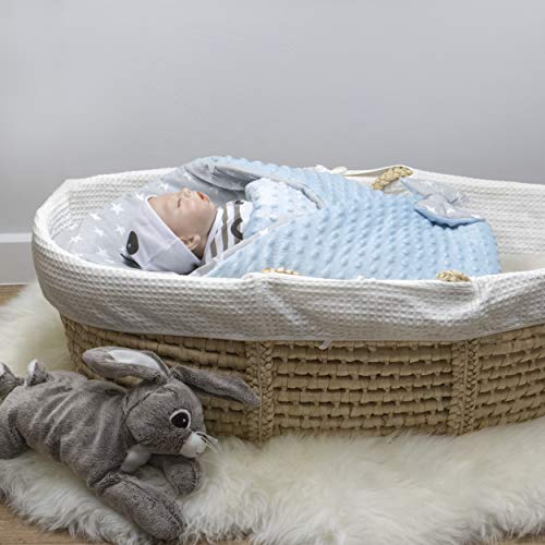 BlueberryShop Minky manta de forro polar para envolver al bebé en el coche| Saco de dormir para bebés recién nacidos | Para bebés de 0-3 meses | 78 x 78 cm | Azules Estrellas