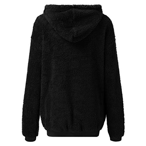 Blusa de Manga Larga de Bloque de Color Esponjoso de Moda para Mujer Tops de Sudaderas de Retazos Sudaderas con Capucha Mujer Largas Invierno Sudaderas Chaqueta Sudadera Capa