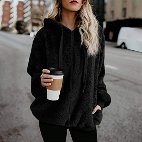 Blusa de Manga Larga de Bloque de Color Esponjoso de Moda para Mujer Tops de Sudaderas de Retazos Sudaderas con Capucha Mujer Largas Invierno Sudaderas Chaqueta Sudadera Capa