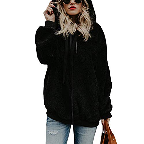 Blusa de Manga Larga de Bloque de Color Esponjoso de Moda para Mujer Tops de Sudaderas de Retazos Sudaderas con Capucha Mujer Largas Invierno Sudaderas Chaqueta Sudadera Capa