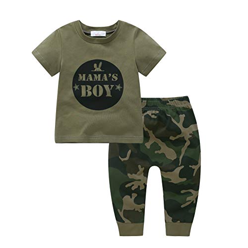 BOBORA Ropa Bebé, Camiseta de Manga Corta con Pantalones de Camuflaje para Bebés Niñas Niños