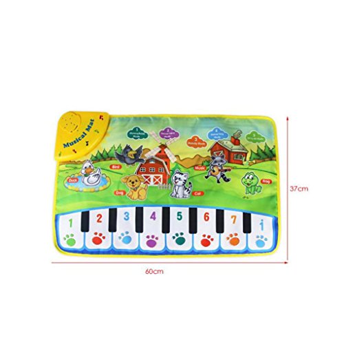 Bobury 37x60cm alfombra musical de bebé Alfombrilla de juego para niños Baby Piano Música regalo bebé educativo alfombra