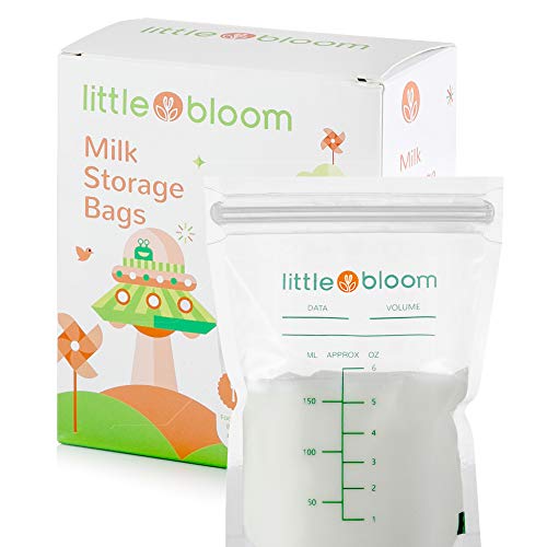 Bolsa de Almacenamiento de Leche - 60 Ct Littlebloom Bolsa de Almacenamiento de Leche 100% Libre de BPA Esterilizada con Cierre de Doble Cremallera y Hermética