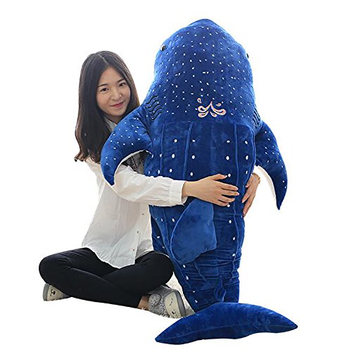 bonways 75 cm grandes bebé lindo Super suave peluche de peluche de tiburón ballena delfín almohada muñecas juguetes para chilren los amantes regalos azul azul Talla:100cm