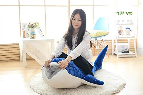 bonways 75 cm grandes bebé lindo Super suave peluche de peluche de tiburón ballena delfín almohada muñecas juguetes para chilren los amantes regalos azul azul Talla:100cm