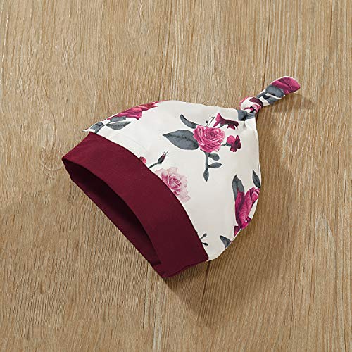 Borlai 4PCS Bebé niñas Little Sister Mono de Manga Larga Romper Pantalones Florales Sombrero Diadema Trajes de impresión de Letras 0-18 Meses