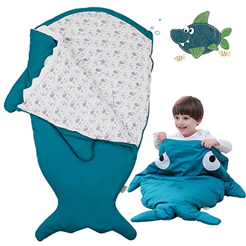 Bospyaf Saco De Dormir para Bebé Tiburón Antipatadas, Multifunción, Manta Universal De Algodón para Bebé, Ropa De Cama para Recién Nacidos (Grande),Verde