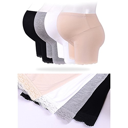 BOZEVON Pack de 2 Pantalones Cortos de Ropa Interior de la Cintura Embarazada cómodo Pantalones de Maternidad Modales de algodón