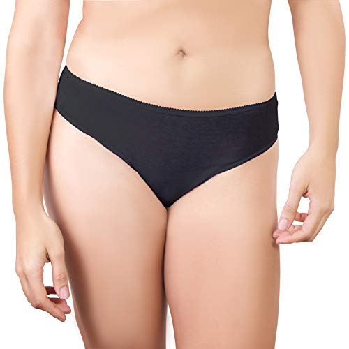 Bragas Desechables Súper Suave y Ligera de Algodón para Mujer (Lote de 5) - Ropa Interior de un Solo Uso para Maternidad Hospitales Viajes SPA Masajes (2) Medium Caderas 97-99 cm, Negro