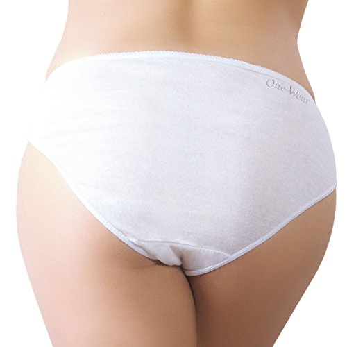 Bragas Desechables Súper Suave y Ligera de Algodón para Mujer (Lote de 5) - Ropa Interior de un Solo Uso para Maternidad Hospitales Viajes SPA Masajes (2) Medium Caderas 97-99 cm, Blanco