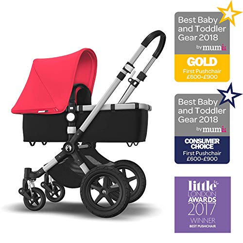 Bugaboo Cameleon 3 Plus, Cochecito y Silla de Paseo 2 en 1, Negro/Rojo Neón