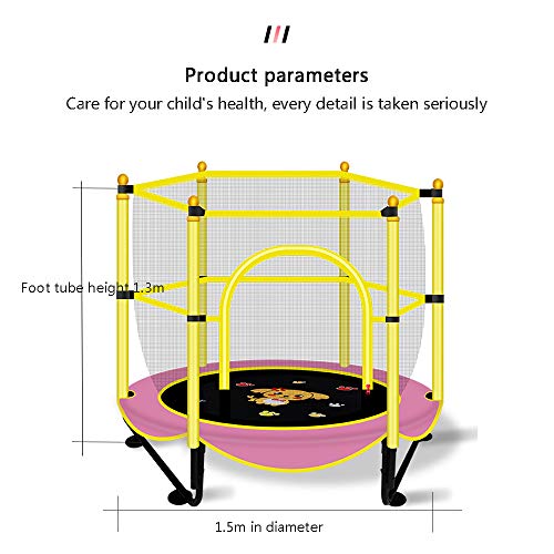 Cama De Rebote Pequeña para Interiores, Cama Elástica para Niños De Uso Doméstico Silencioso con Red De Seguridad, con Peso De 250 Kg/Diámetro 150 Cm,1.5M Basic Model