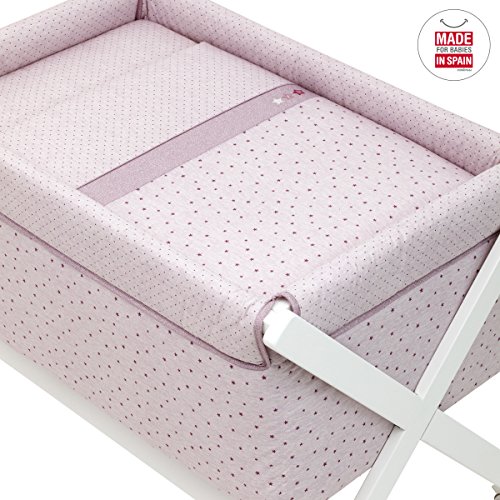 Cambrass Stela - Minicuna tijera madera + dosel, 55 x 87 x 74 cm, color rosa