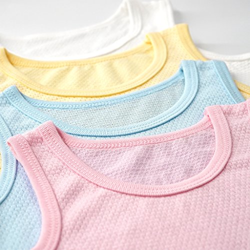 Camiseta Interior para Niño Niña Bebé Paquete De 2 Camiseta sin Mangas Malla Chalecos 100% Algodón 18-24 Meses