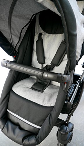 Carro doble (gemelar) niños diferentes edades. 2 sillas + 1 portabebe + accesorios. BBtwin. Gris