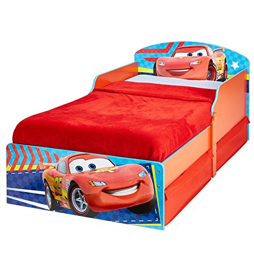 Cars Infantil con Espacio de Almacenamiento Debajo de la Cama, Madera, Azul y Rojo, 59.00x142.00x77.00 cm