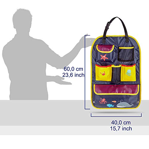 CARTO organizador infantil para asiento de coche, colorido con compartimientos y bolsillos, repelente, forro de asiento para niños y bebés/funda para asientos/cubreasientos