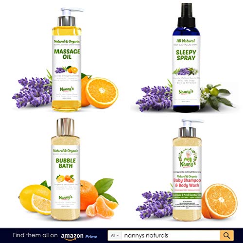 Champú y gel para el cuerpo para bebés completamente natural y orgánico | Lavanda y flor de azahar | Jabón 100% natural y 76% orgánico para bebés y niños