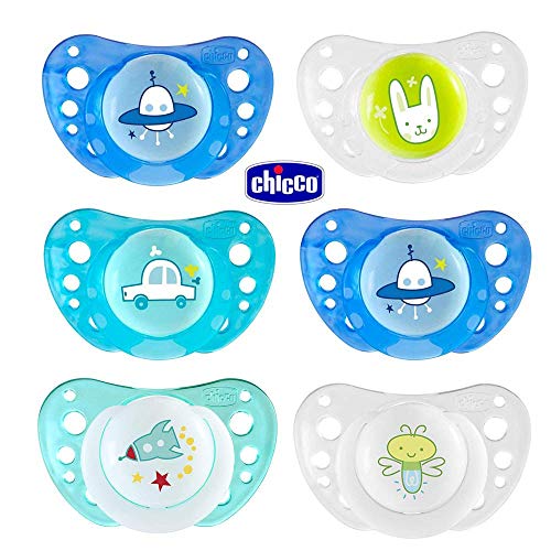 CHICCO Day & Night chupete Silicona 16 - 36 meses, Juedo de 6, made in Italy