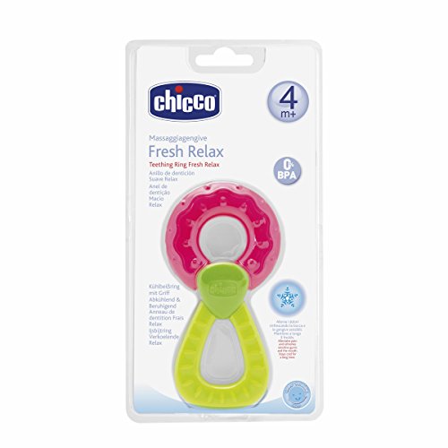 Chicco Fresh Relax - Mordedores de silicona con asa que masajea las encías 4m+, colores surtidos