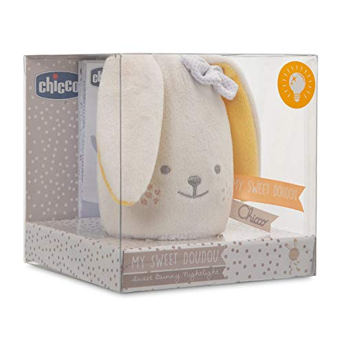 Chicco My Sweet dou Dou Lamparita Conejito - Lámpara quita miedos anti oscuridad para bebés, tierno peluche, diseño conejo