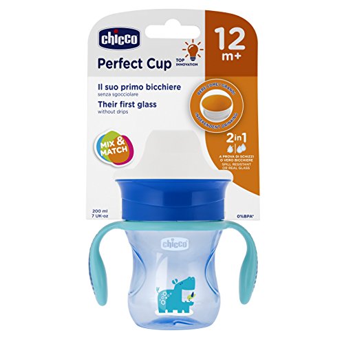 Chicco Perfect 360 - Vaso con membrana de silicona anti goteó, color azul