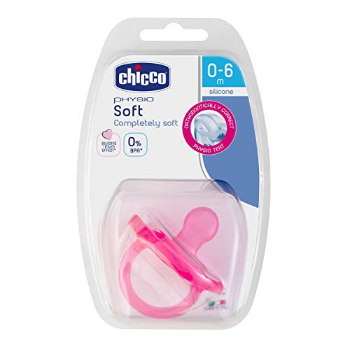 Chicco Phisio Soft - Chupete todo goma de silicona para 0-6 meses, color rosa