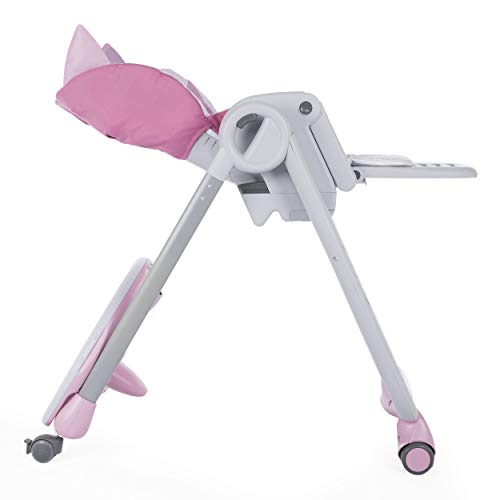 Chicco Polly 2 Start Trona y hamaca transformable y compacta, con 4 ruedas y freno, de 0 a 3 años, diseño gato rosa (Miss Pink)