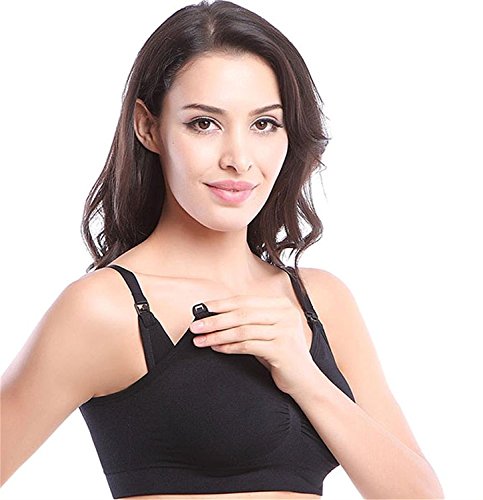 Cimary Sujetador de maternidad para mujeres Bra sin costuras (4Pack) (L/XL, 3 piezas (gris + negro+ beige))