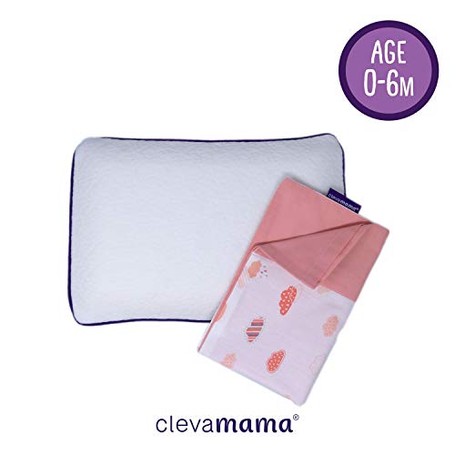 Clevamama Clevafoam Almohada Carrito Bebé y Funda Coral (Set)