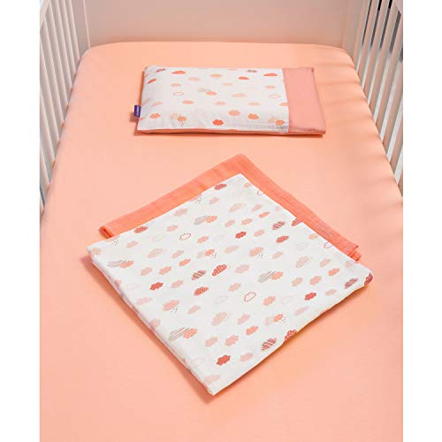 Clevamama ClevaFoam Funda Almohadas para Carritos Bebé, 100% Algodón - Coral