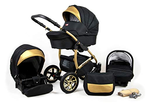 Cochecito de bebe 3 en 1 2 en 1 Trio Isofix silla de paseo Gold-Deluxe by SaintBaby Onyx 3in1 con Silla de coche