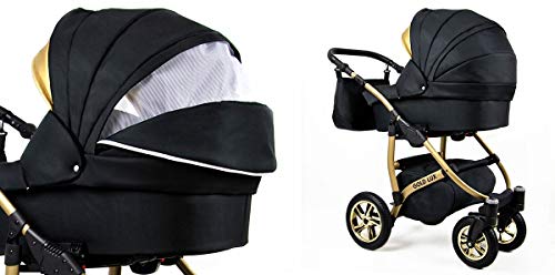 Cochecito de bebe 3 en 1 2 en 1 Trio Isofix silla de paseo Gold-Deluxe by SaintBaby Onyx 3in1 con Silla de coche