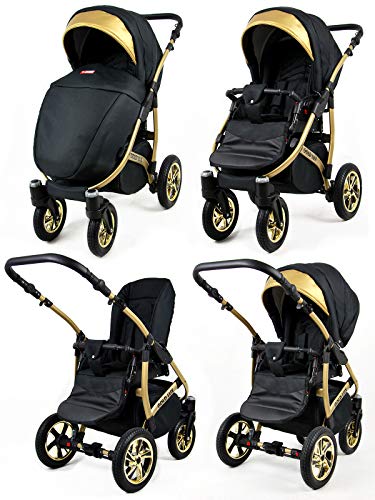 Cochecito de bebe 3 en 1 2 en 1 Trio Isofix silla de paseo Gold-Deluxe by SaintBaby Onyx 3in1 con Silla de coche