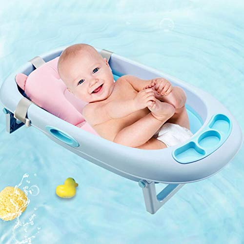 Cojín del baño del bebé recién nacido de baño antideslizante de malla del amortiguador de la función multi del asiento del cojín infantil flotante bañista Bañera Pad 1pc rosa