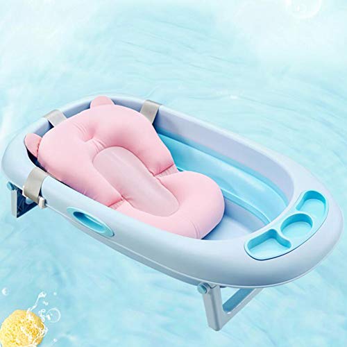 Cojín del baño del bebé recién nacido de baño antideslizante de malla del amortiguador de la función multi del asiento del cojín infantil flotante bañista Bañera Pad 1pc rosa