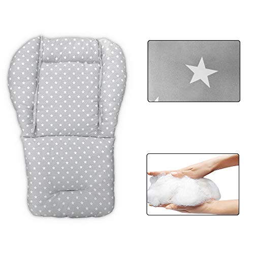 Cojín Para Silla Alta, Cochecito De Bebé Amcho/Trona/Cojín Para Asiento De Automóvil Cojín Transpirable De Película Protectora (patrón De Estrellas De Fondo Gris)