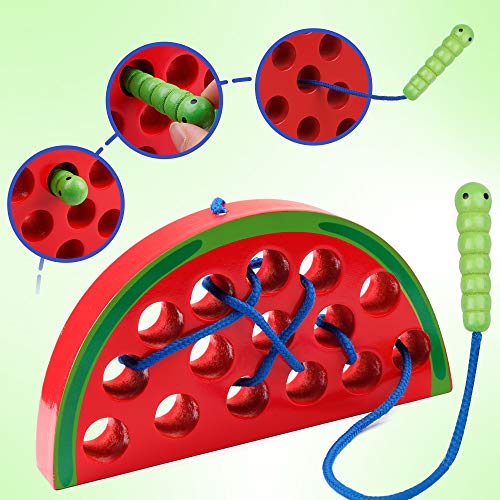 Coogam Sandía de Madera Juguetes de roscar Bloque de Madera Juego de Viaje Aprendizaje temprano Motores Finos Montessori Regalo Educativo para 1 2 3 años de Edad Niños pequeños Bebés