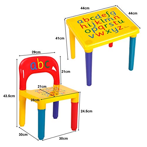 COSTWAY Juego de 1 Mesa y 2 Sillas para Niños Escritorio Asiento para Infantil Mueble para Juguete Dormitorio