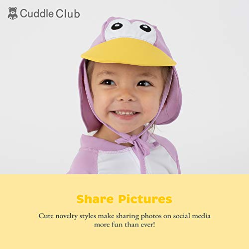 Cuddle Club Sombrero para Bebés y Niños | SPF 50+ Protección Solar Anti UV para la Cabeza y la Nuca - SunhatPenguinPurpleM