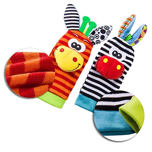 Cute Animal Infantil 4pcs (2pcs de la cintura y 2pcs calcetines) SOZZY SOCKS Bell correa traqueteos y calcetines de pie Finder conjunto de desarrollo de juguetes blandos para niños by Funky Planet