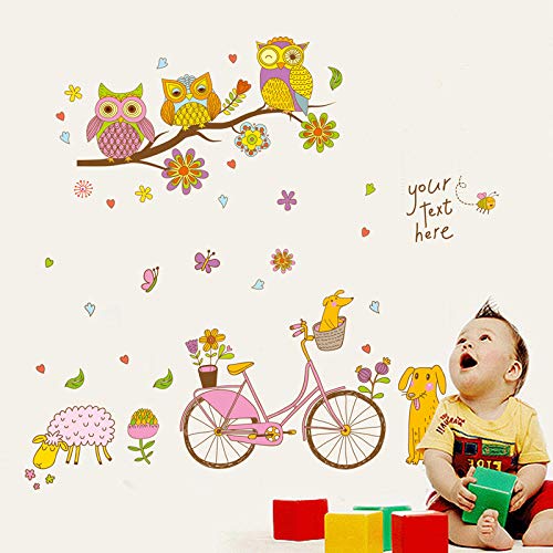 CVG Cartoon Animal Bicicleta Pegatinas de Pared Habitación para niños Dormitorio Kindergarten Eco Friendly Tatuajes de Pared extraíbles Arte Decoración para el hogar Mural dc8