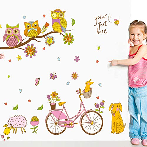 CVG Cartoon Animal Bicicleta Pegatinas de Pared Habitación para niños Dormitorio Kindergarten Eco Friendly Tatuajes de Pared extraíbles Arte Decoración para el hogar Mural dc8