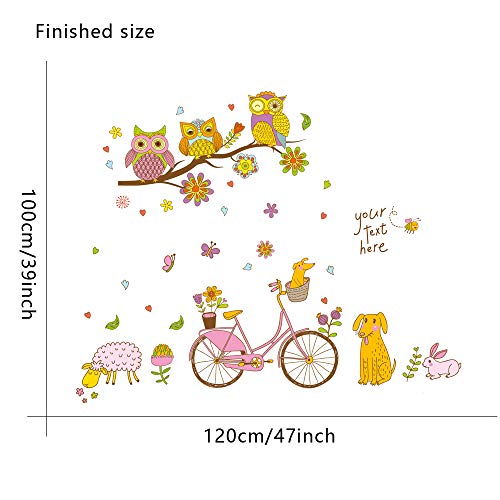 CVG Cartoon Animal Bicicleta Pegatinas de Pared Habitación para niños Dormitorio Kindergarten Eco Friendly Tatuajes de Pared extraíbles Arte Decoración para el hogar Mural dc8