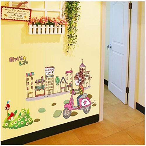 CVG Pegatinas de Pared de Bicicleta de Paseo para niña Habitaciones de niños, calcomanías de Pared para Dormitorio, Pintura de Pared Mural de PVC Ambiental